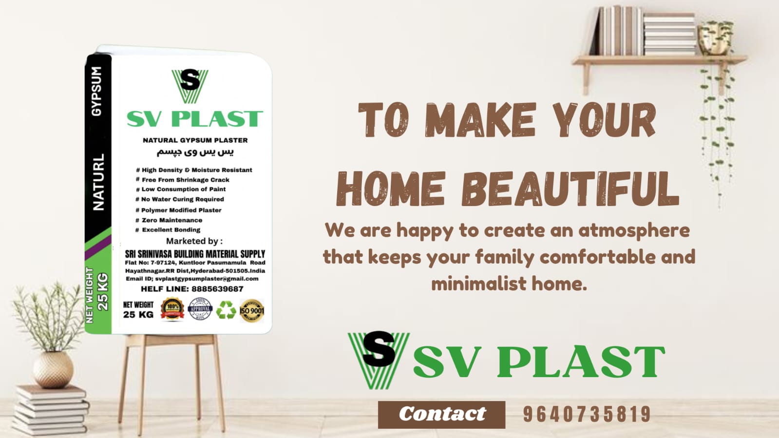SV PLAST Services Wall Plastering False Ceiling